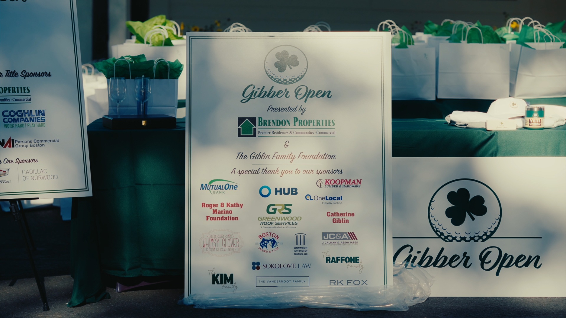 Gibber Open sponsor board with gift bags
